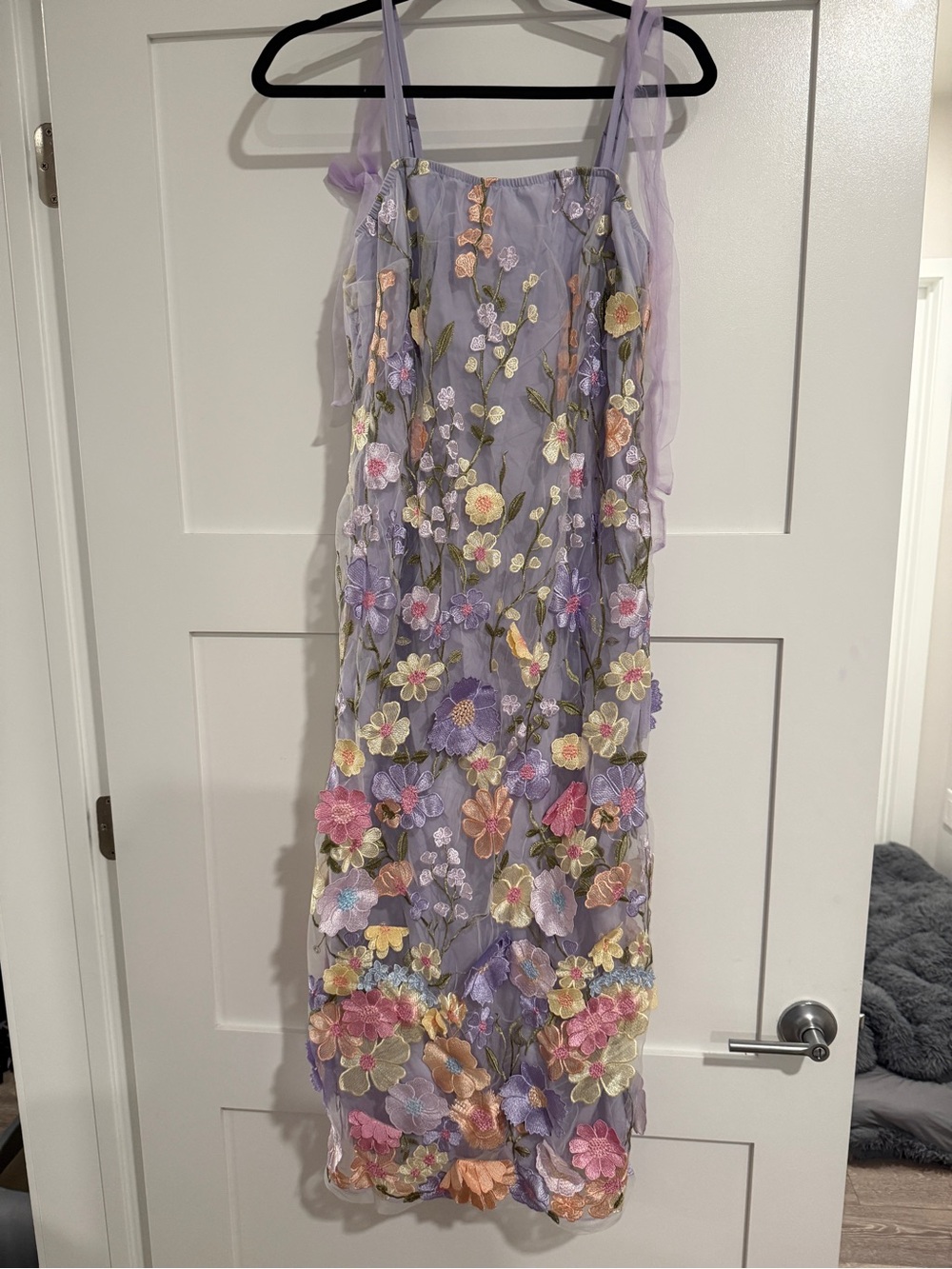 Women's Lavender Floral Embroidered Slip Dress